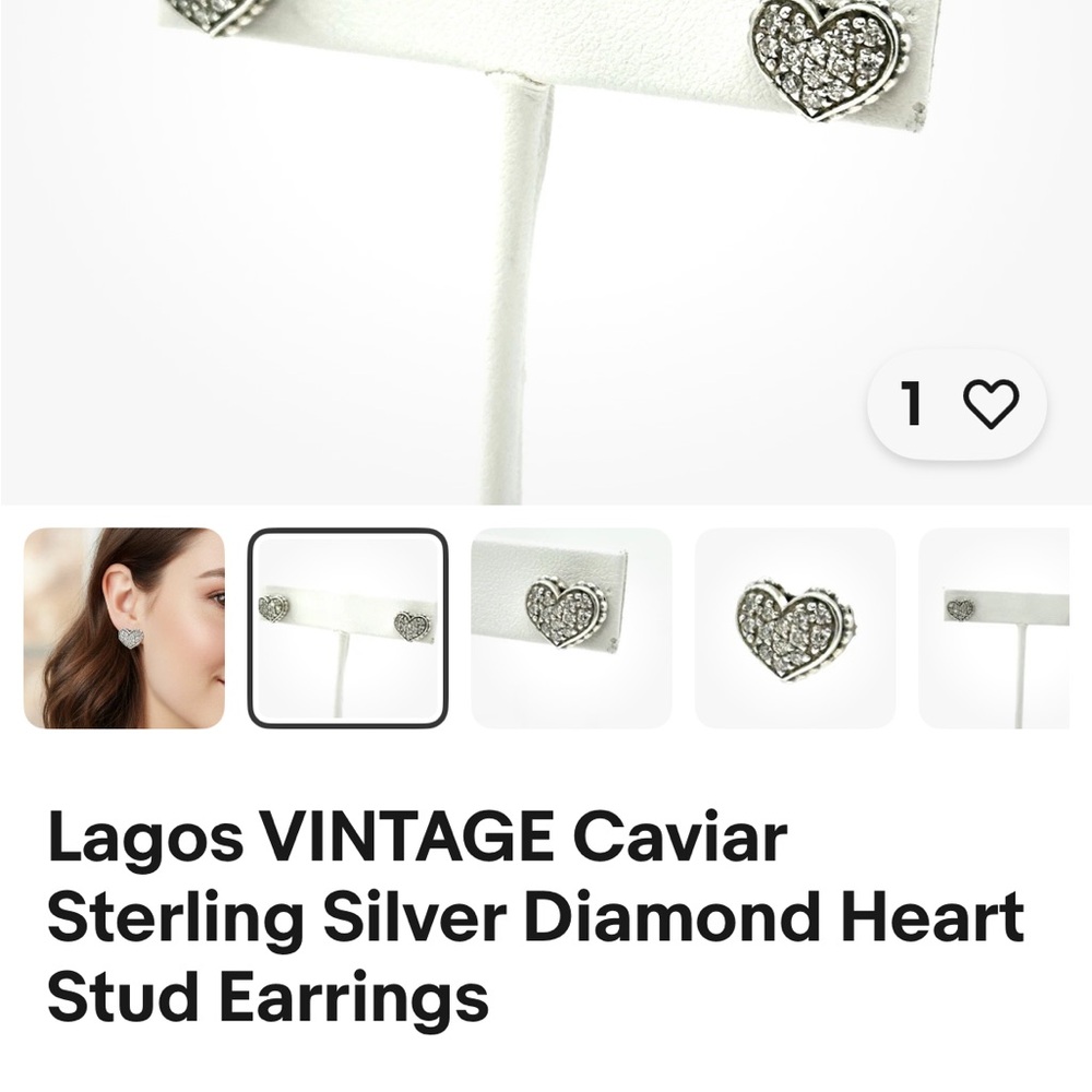 LAGOS Diamond Heart Earrings - Picture 2 of 7